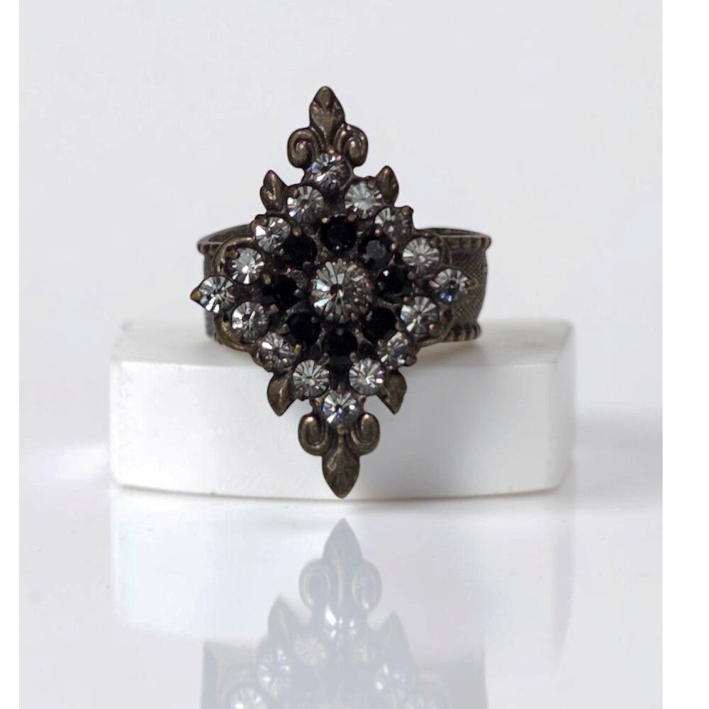 Kenny Ma Metal Gray Rhinestone Ring Adjustable